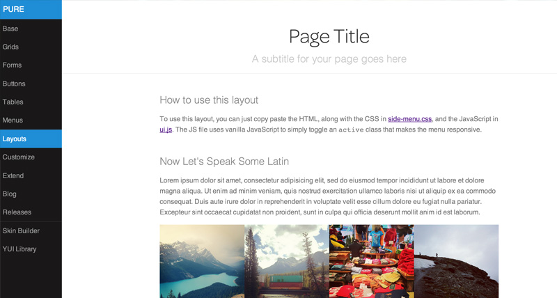 Screenshot of Responsive Side Menu example layout